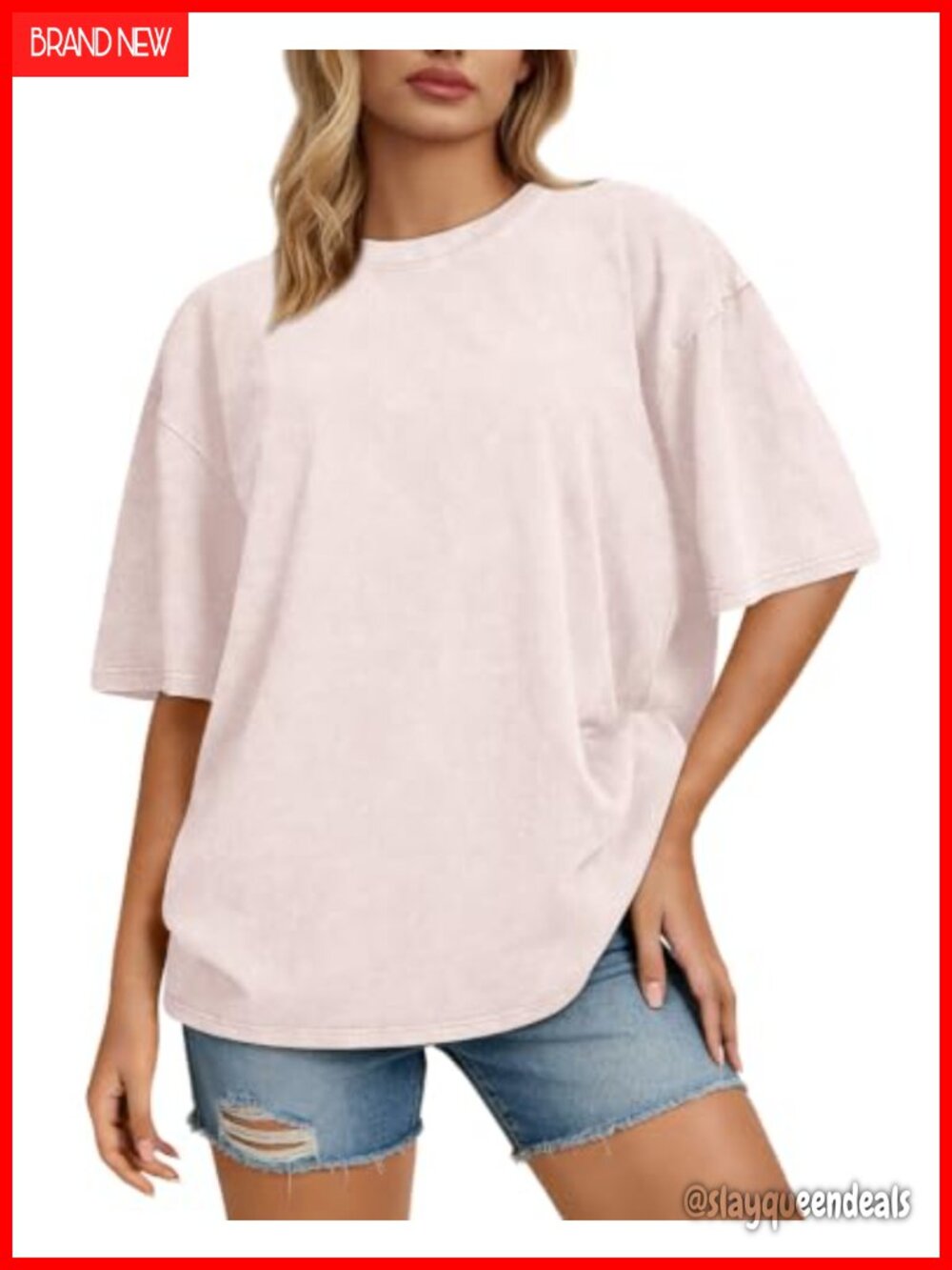 Oversized Acid Wash Cotton T-Shirt Crewneck Short Sleeve Tee